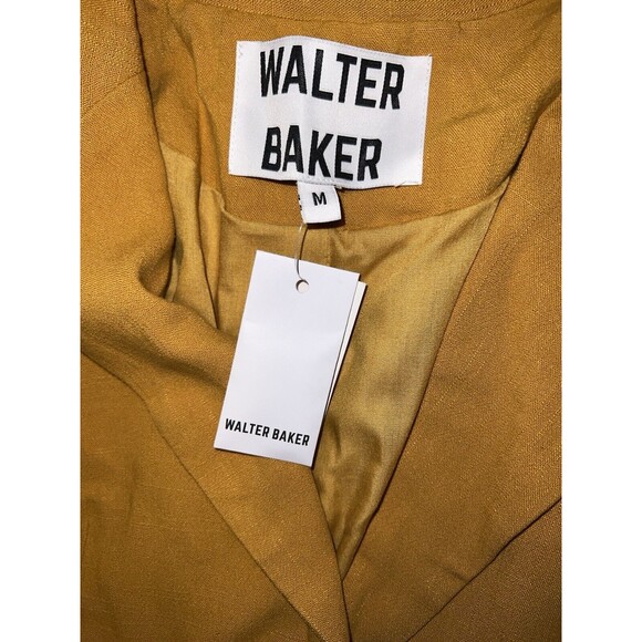 Walter Baker Jacket Womens M Kira Linen Oversized Long Blazer Yellow Preppy New - Picture 6 of 13
